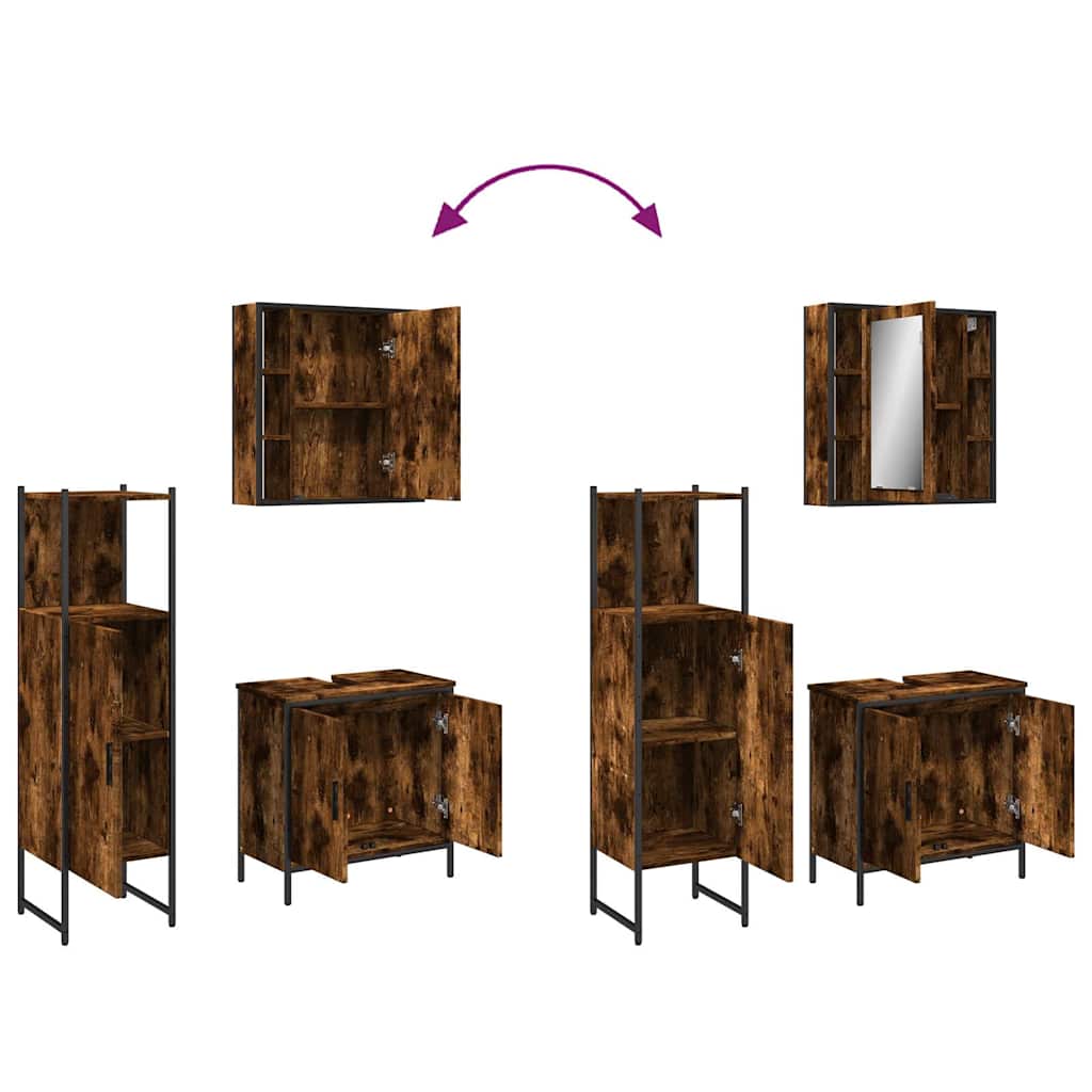 Ensemble d'armoires de salle de bain 3 pcs chêne fumé