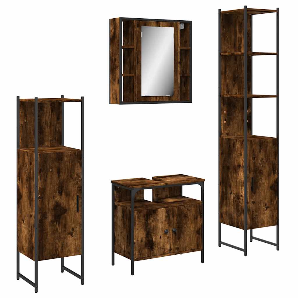Ensemble d'armoires de salle de bain 4 pcs chêne fumé