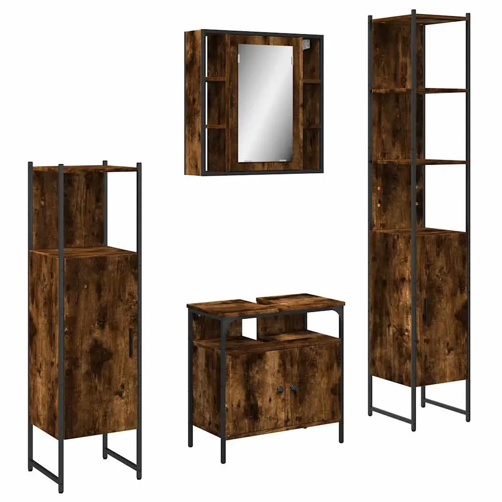 Ensemble d’armoires de salle de bain 4 pcs chêne fumé - XIOS