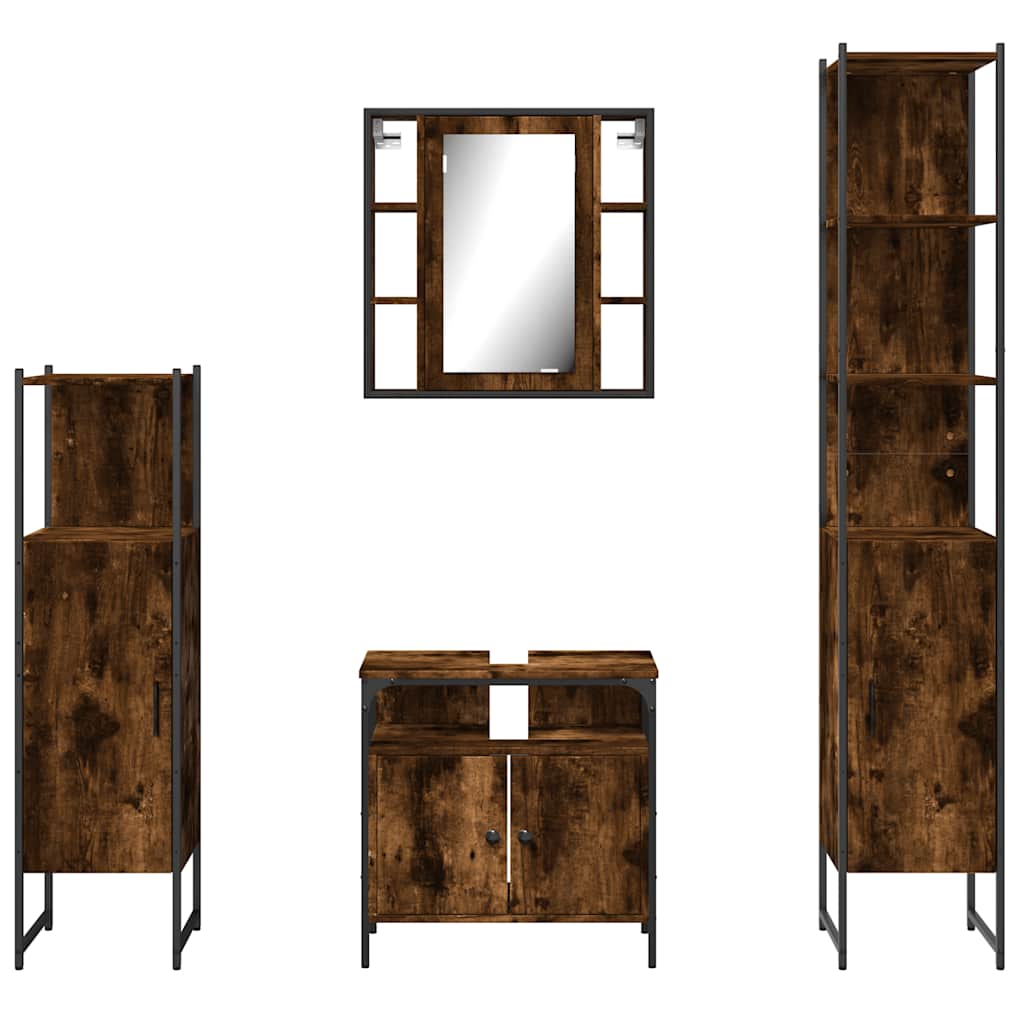 Ensemble d'armoires de salle de bain 4 pcs chêne fumé