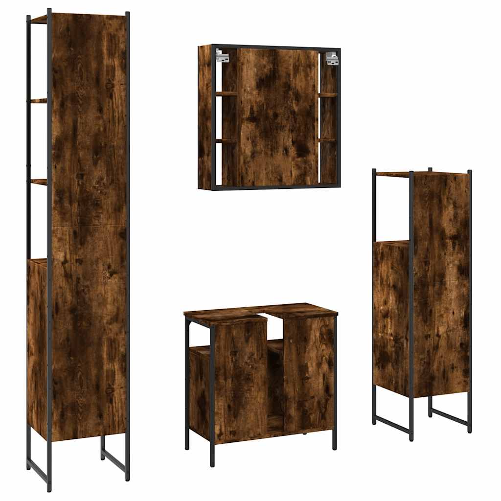 Ensemble d'armoires de salle de bain 4 pcs chêne fumé
