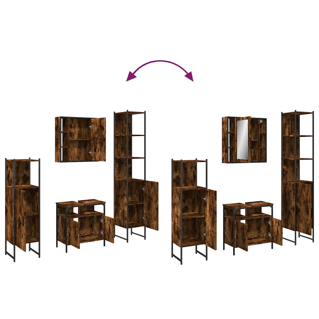 Ensemble d'armoires de salle de bain 4 pcs chêne fumé