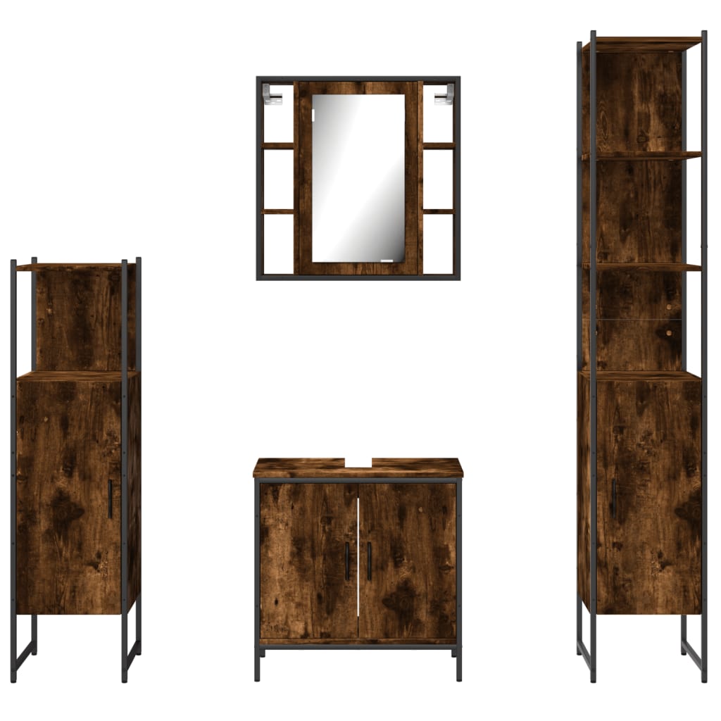 Ensemble d'armoires de salle de bain 4 pcs chêne fumé