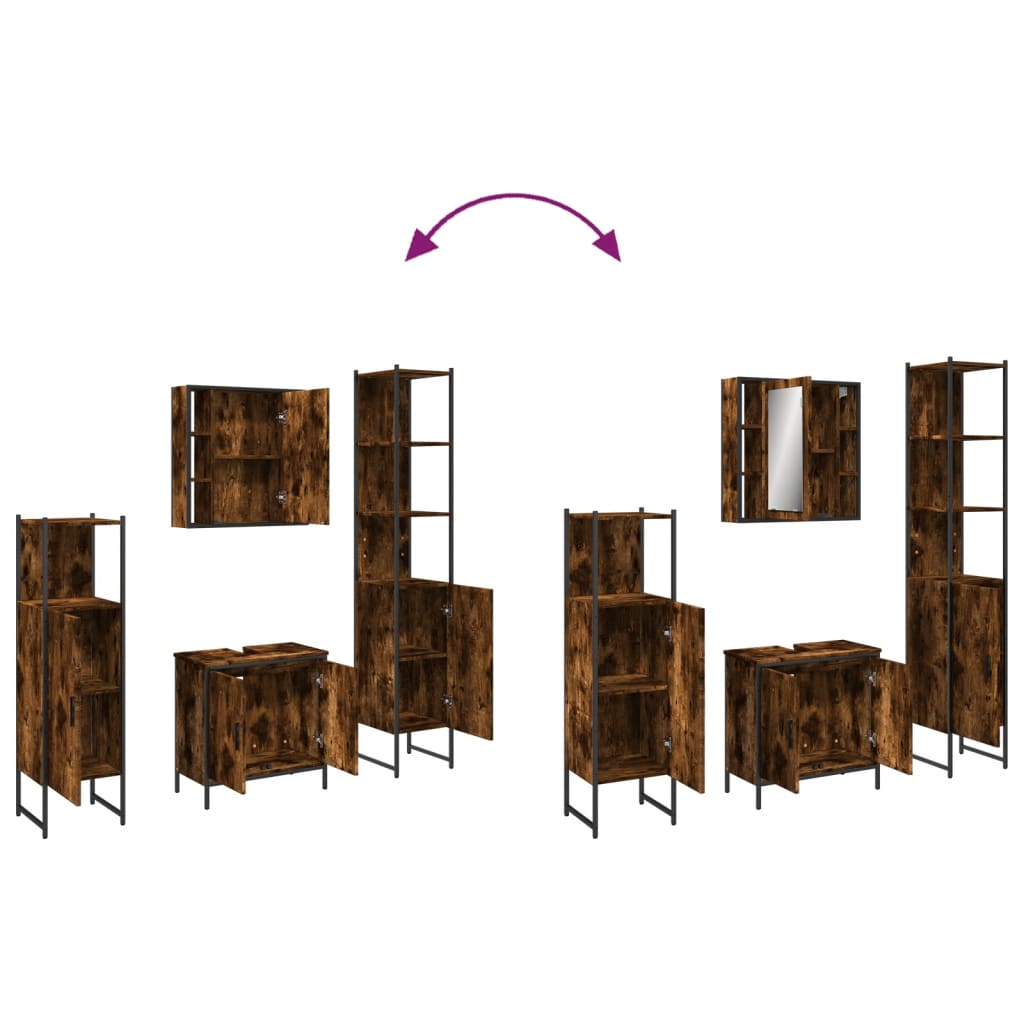 Ensemble d'armoires de salle de bain 4 pcs chêne fumé