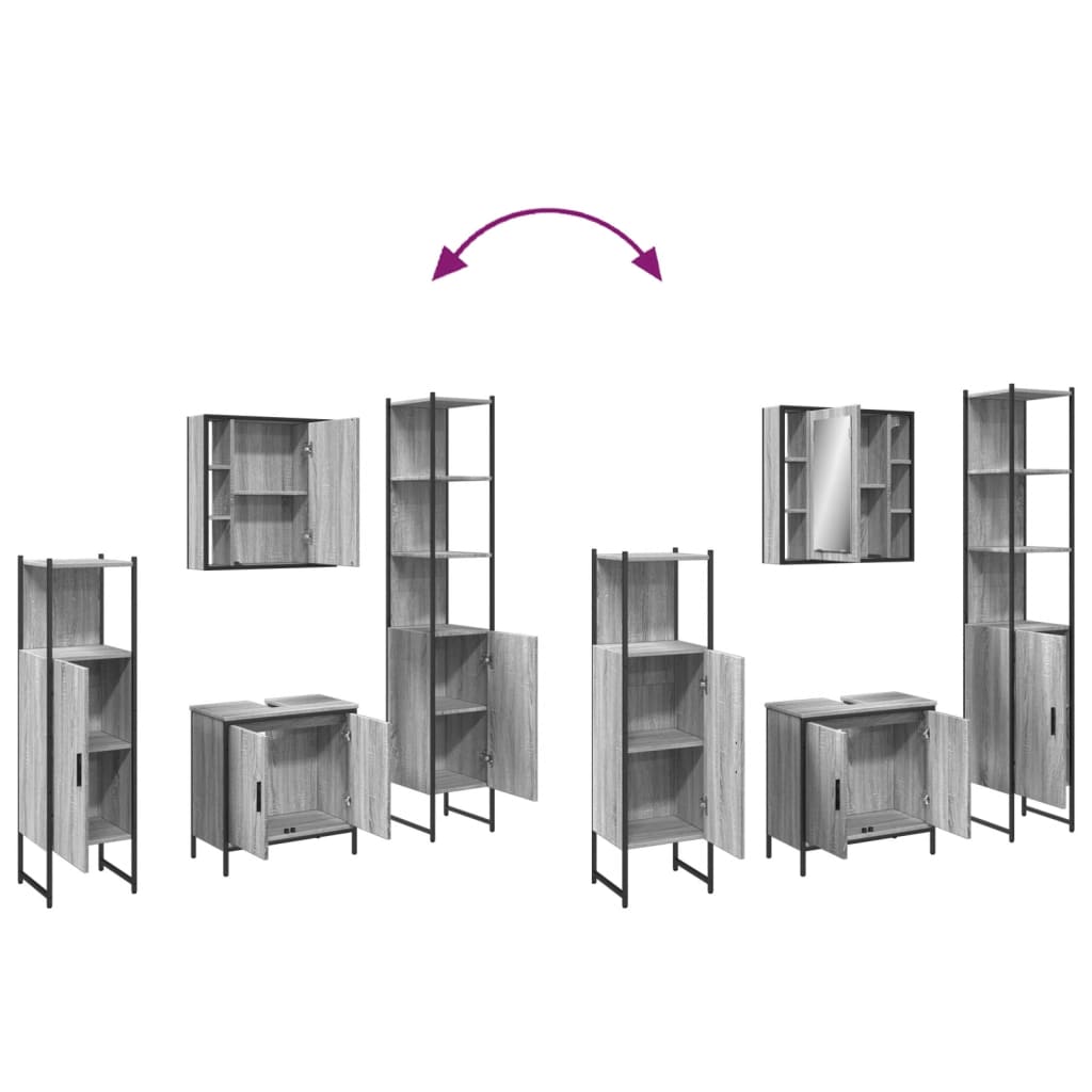 Ensemble d'armoires de salle de bain 4 pcs sonoma gris