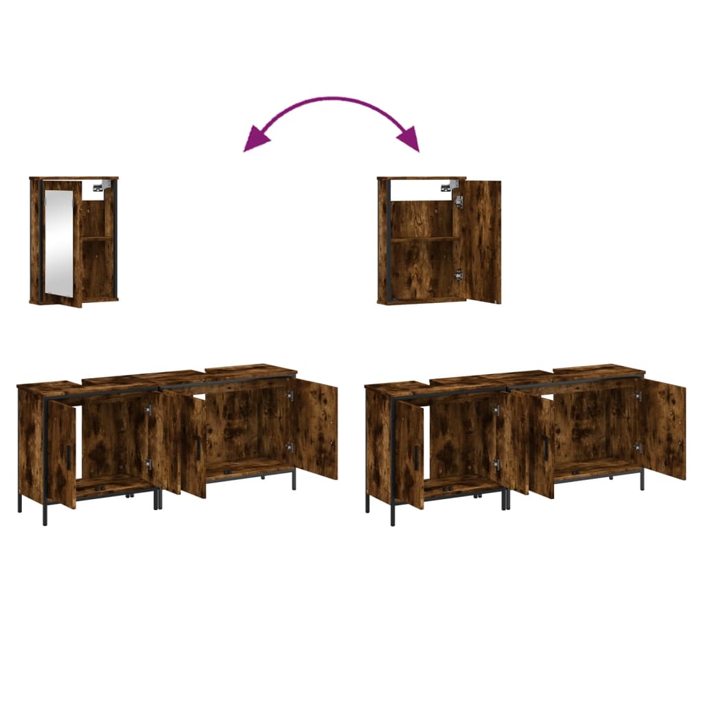 Ensemble de meubles de salle de bain 3 pcs Chêne fumé