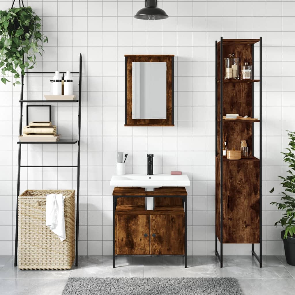 Ensemble de meubles de salle de bain 3 pcs Chêne fumé