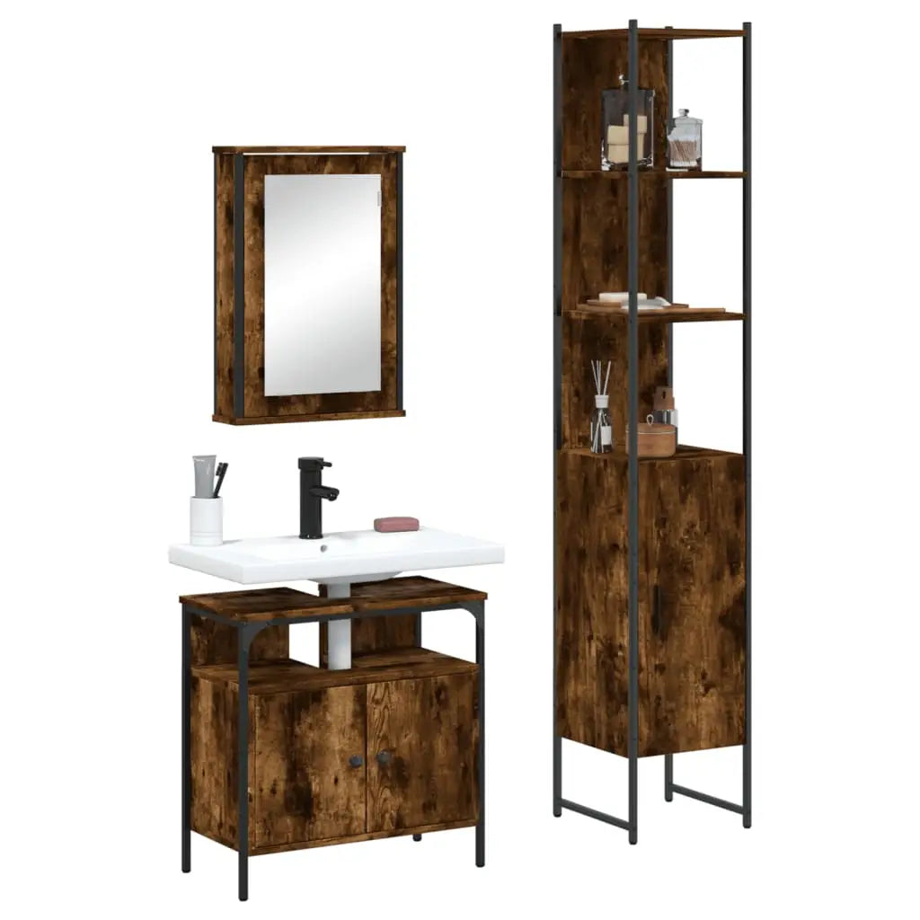 Ensemble de meubles de salle de bain 3 pcs Chêne fumé - XIOS