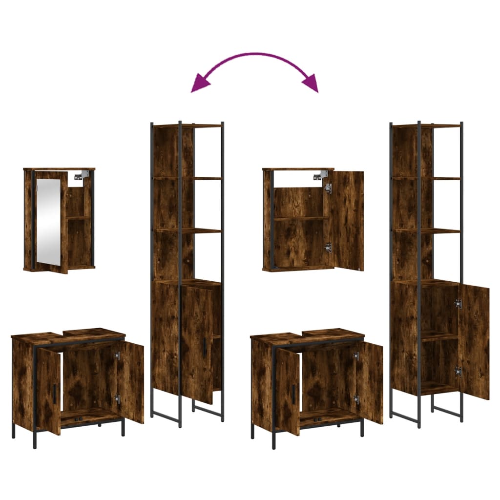 Ensemble de meubles de salle de bain 3 pcs Chêne fumé