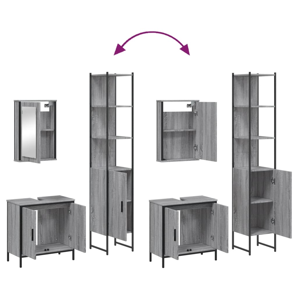 Ensemble de meubles de salle de bain 3 pcs Sonoma gris