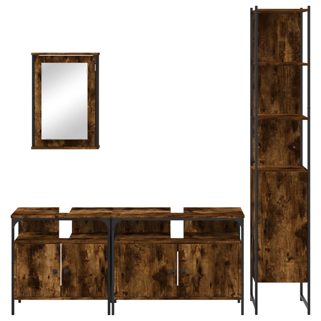 Ensemble de meubles de salle de bain 4 pcs Chêne fumé Bois