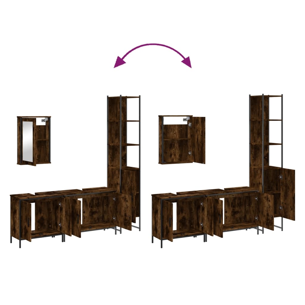 Ensemble de meubles de salle de bain 4 pcs Chêne fumé Bois