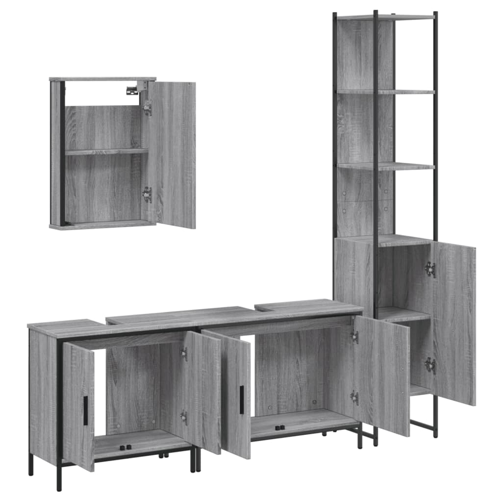 Ensemble de meubles de salle de bain 4 pcs Sonoma gris