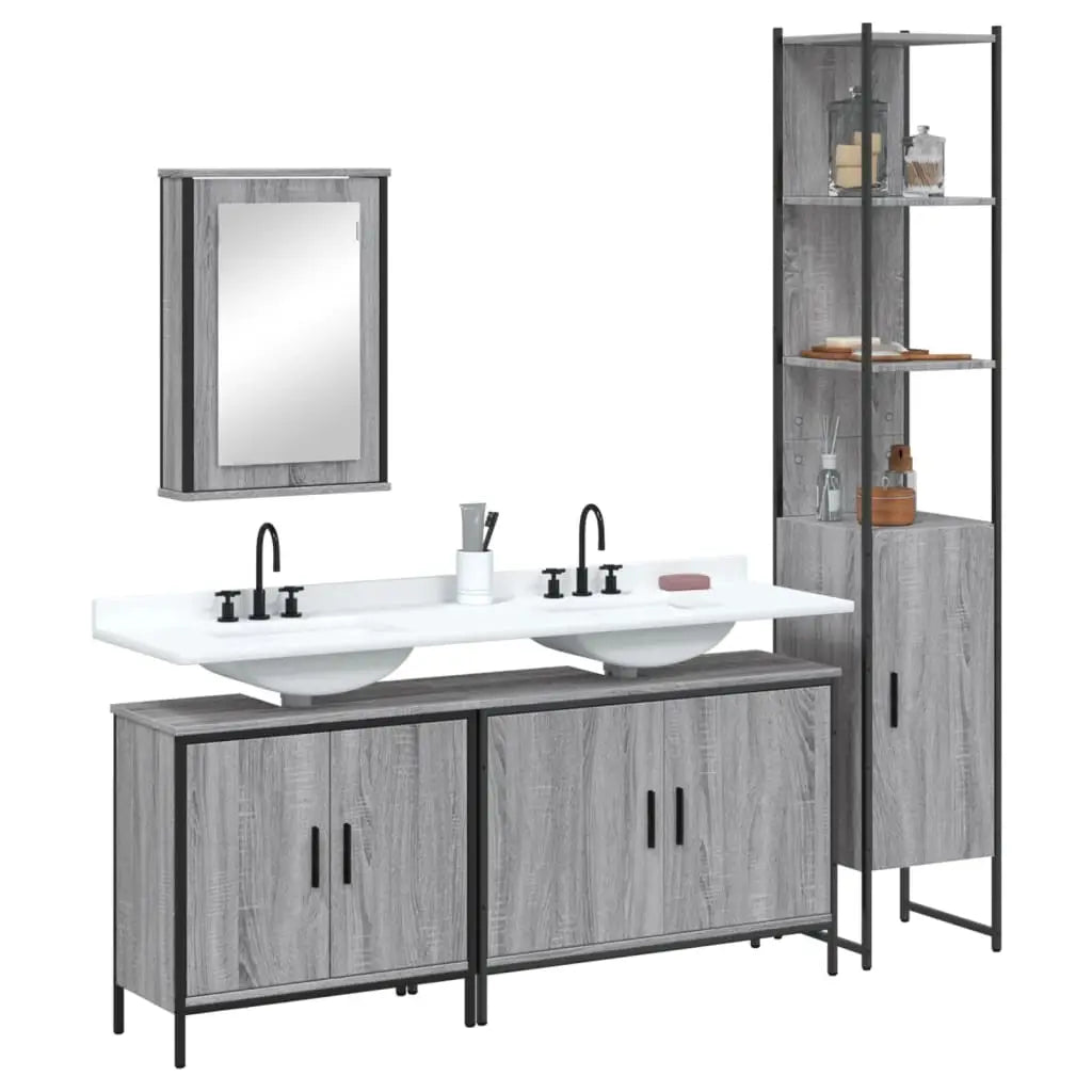 Ensemble de meubles de salle de bain 4 pcs Sonoma gris - XIOS