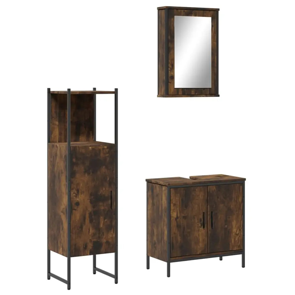 Ensemble de meubles de salle de bain 3 pcs Chêne fumé - XIOS