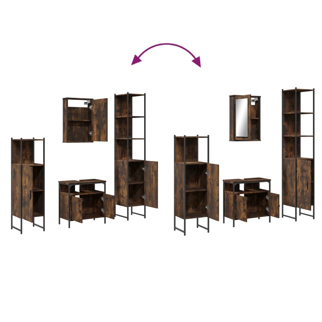 Ensemble de meubles de salle de bain 4 pcs Chêne fumé Bois