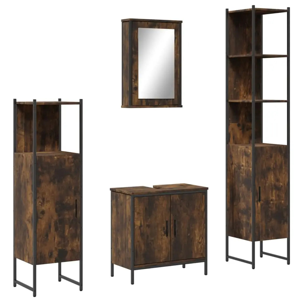 Ensemble de meubles de salle de bain 4 pcs Chêne fumé Bois - XIOS
