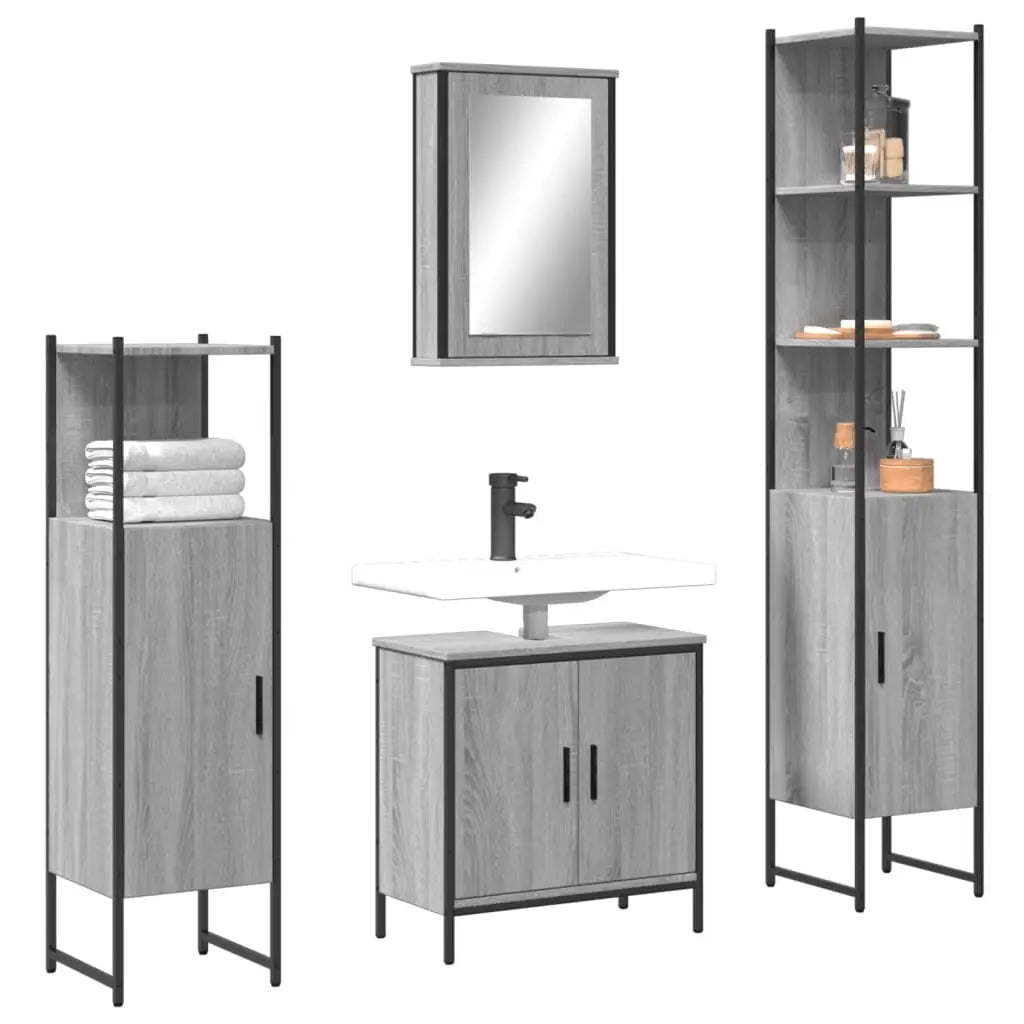 Ensemble de meubles de salle de bain 4 pcs Sonoma gris - XIOS