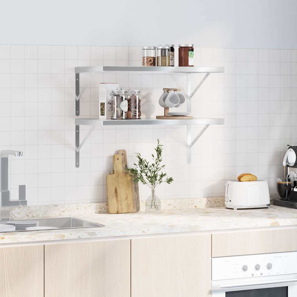 Étagères murales 2 pcs 75x40 cm argenté acier inoxydable - XIOS
