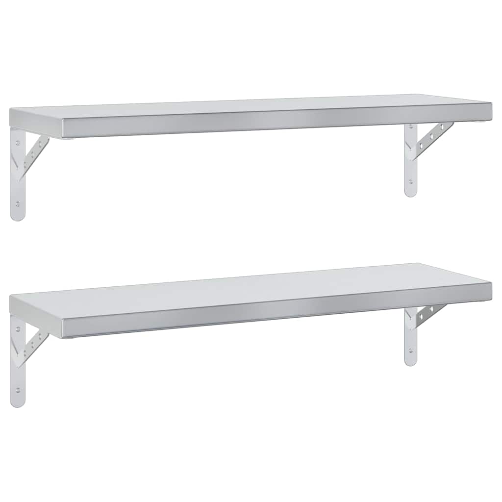 Étagères murales 2 pcs 75x23,5 cm argenté acier inoxydable - XIOS