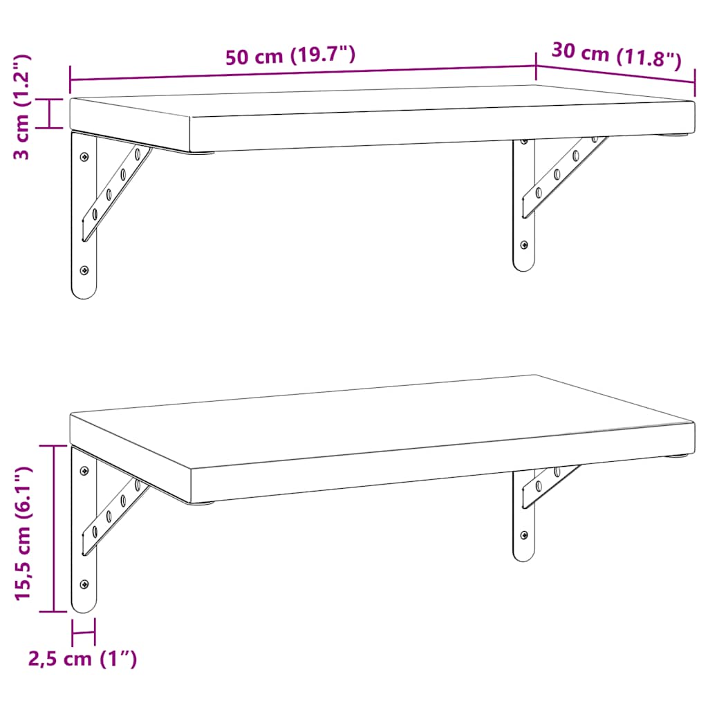 Étagères murales 2 pcs 50x30 cm argenté acier inoxydable - XIOS