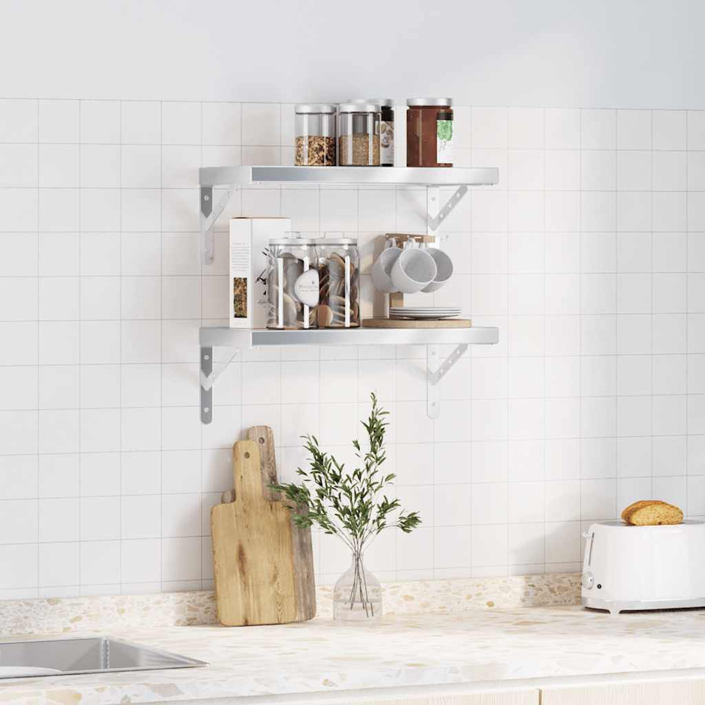 Étagères murales 2 pcs 50x23,5 cm argenté acier inoxydable - XIOS