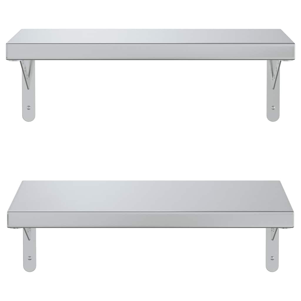 Étagères murales 2 pcs 50x23,5 cm argenté acier inoxydable - XIOS