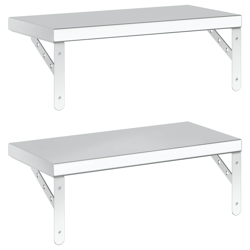 Étagères murales 2 pcs 50x23,5 cm argenté acier inoxydable - XIOS