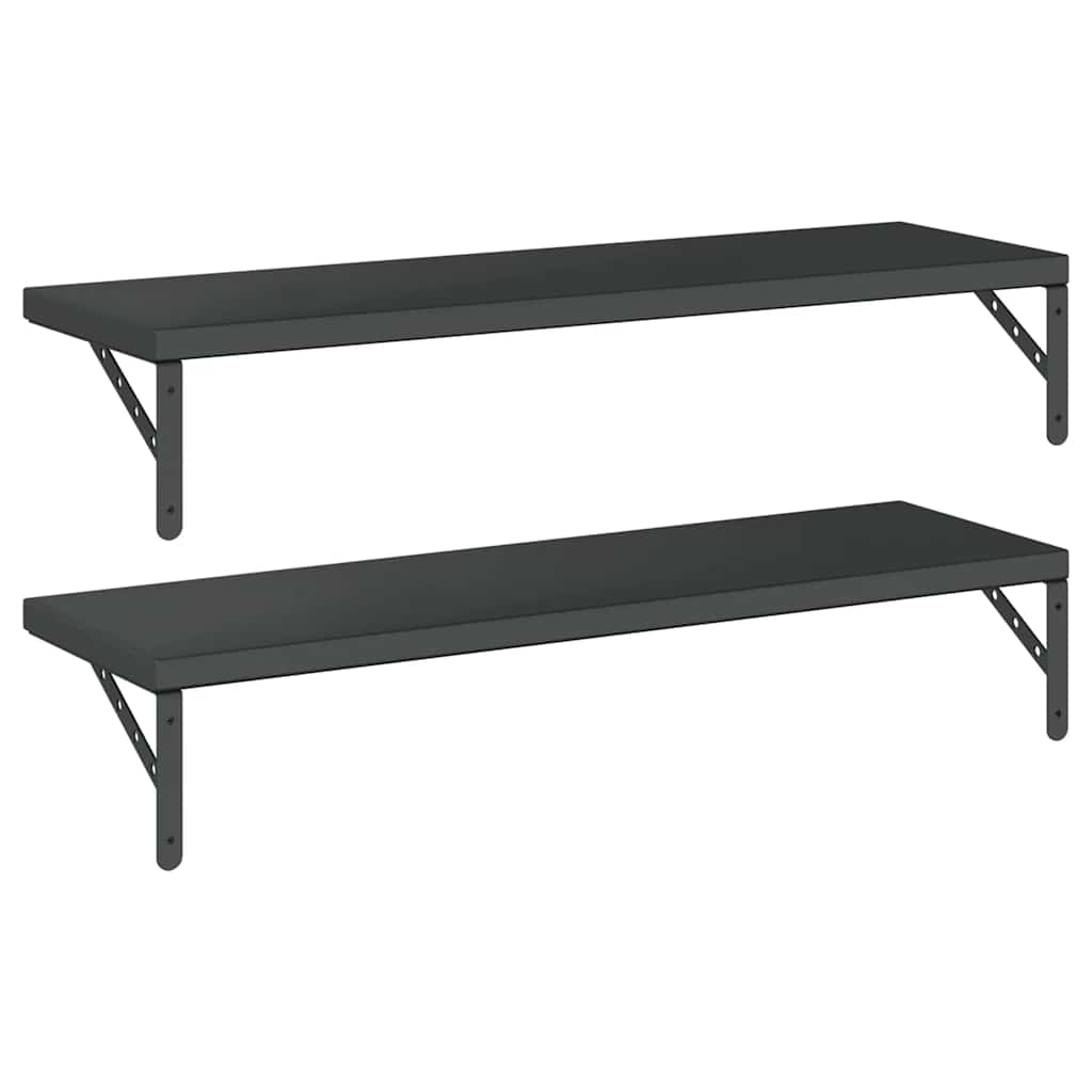 Étagères murales 2 pcs 100x30 cm noir acier inoxydable - XIOS