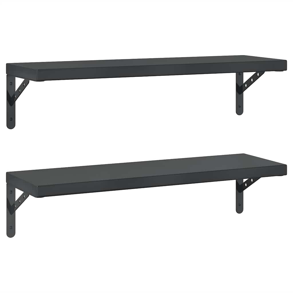 Étagères murales 2 pcs 75x23,5 cm noir acier inoxydable - XIOS