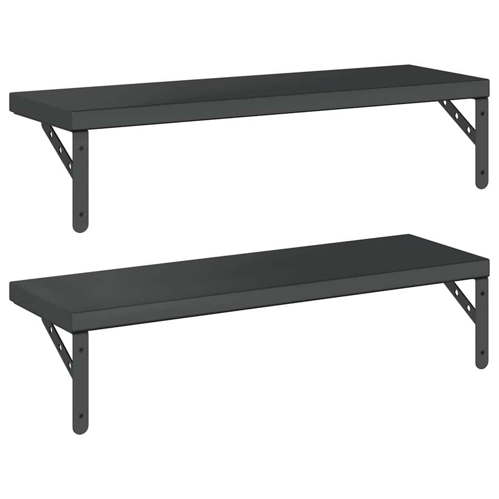 Étagères murales 2 pcs 75x23,5 cm noir acier inoxydable - XIOS