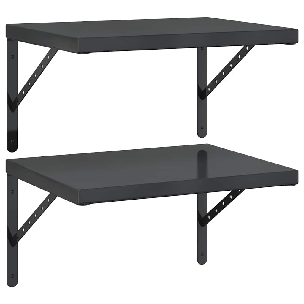 Étagères murales 2 pcs 50x40 cm noir acier inoxydable - XIOS