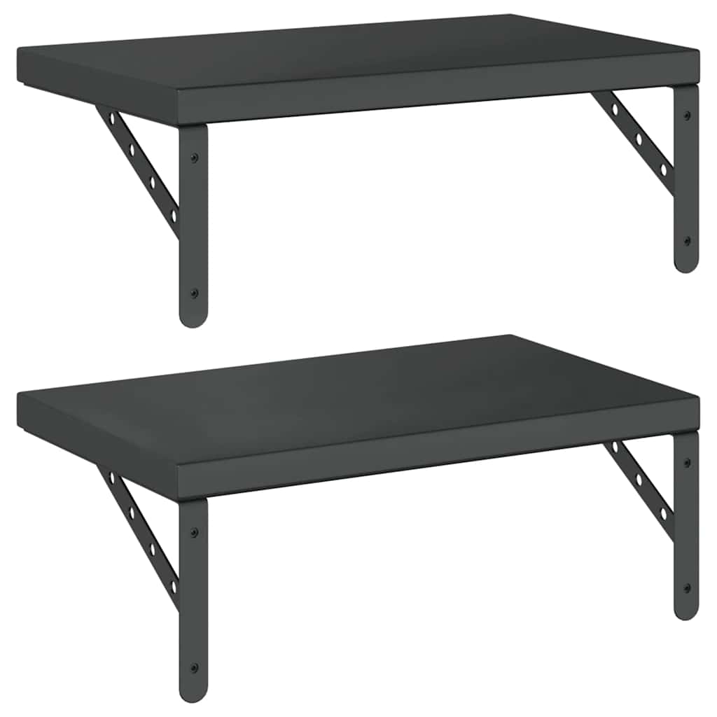 Étagères murales 2 pcs 50x30 cm noir acier inoxydable - XIOS