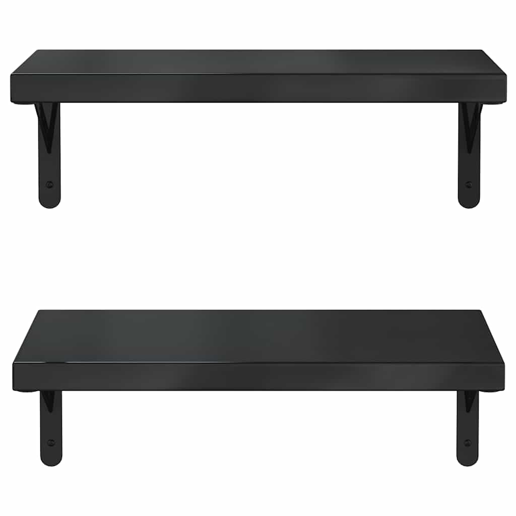 Étagères murales 2 pcs 50x23,5 cm noir acier inoxydable - XIOS