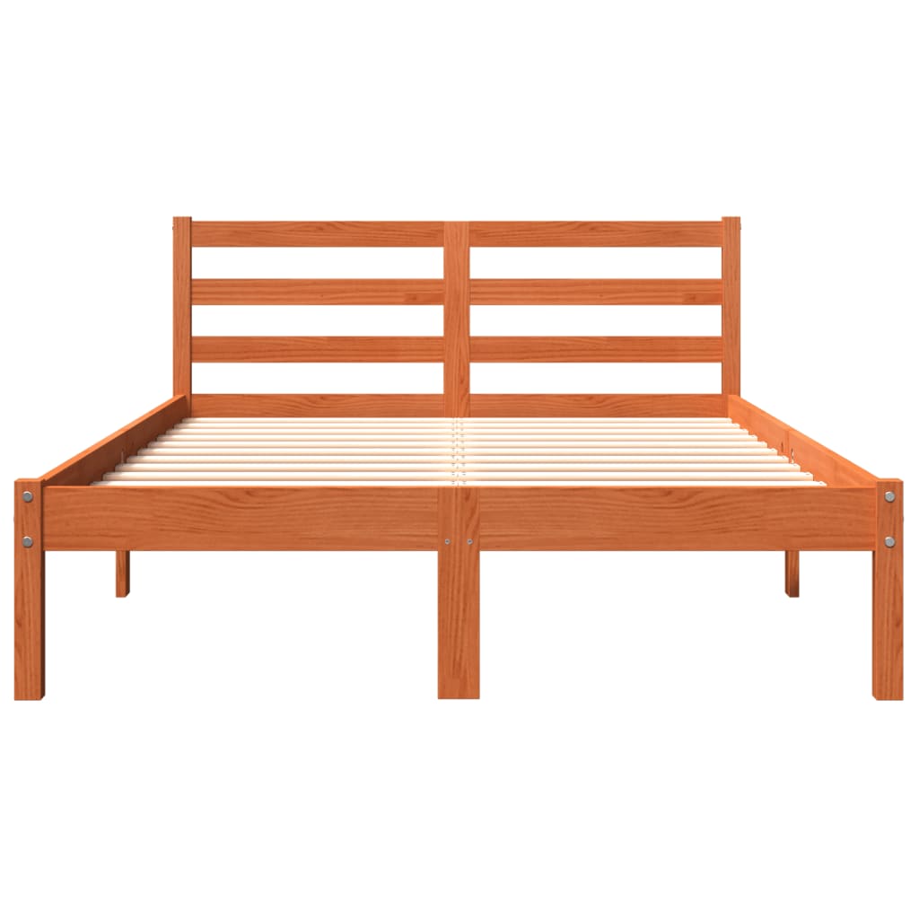 Cadre de lit sans matelas cire marron 150x200cm bois pin massif - XIOS