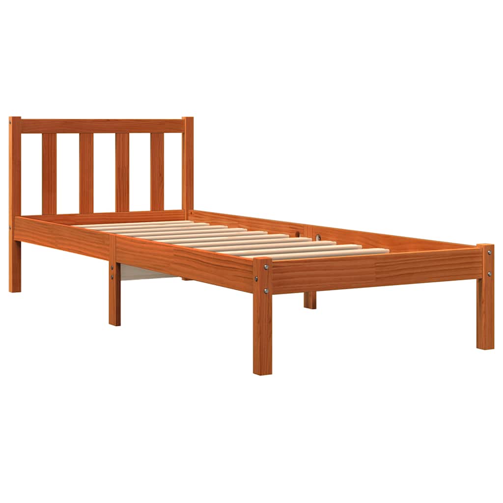 Cadre de lit sans matelas cire marron 100x200cm bois pin massif - XIOS
