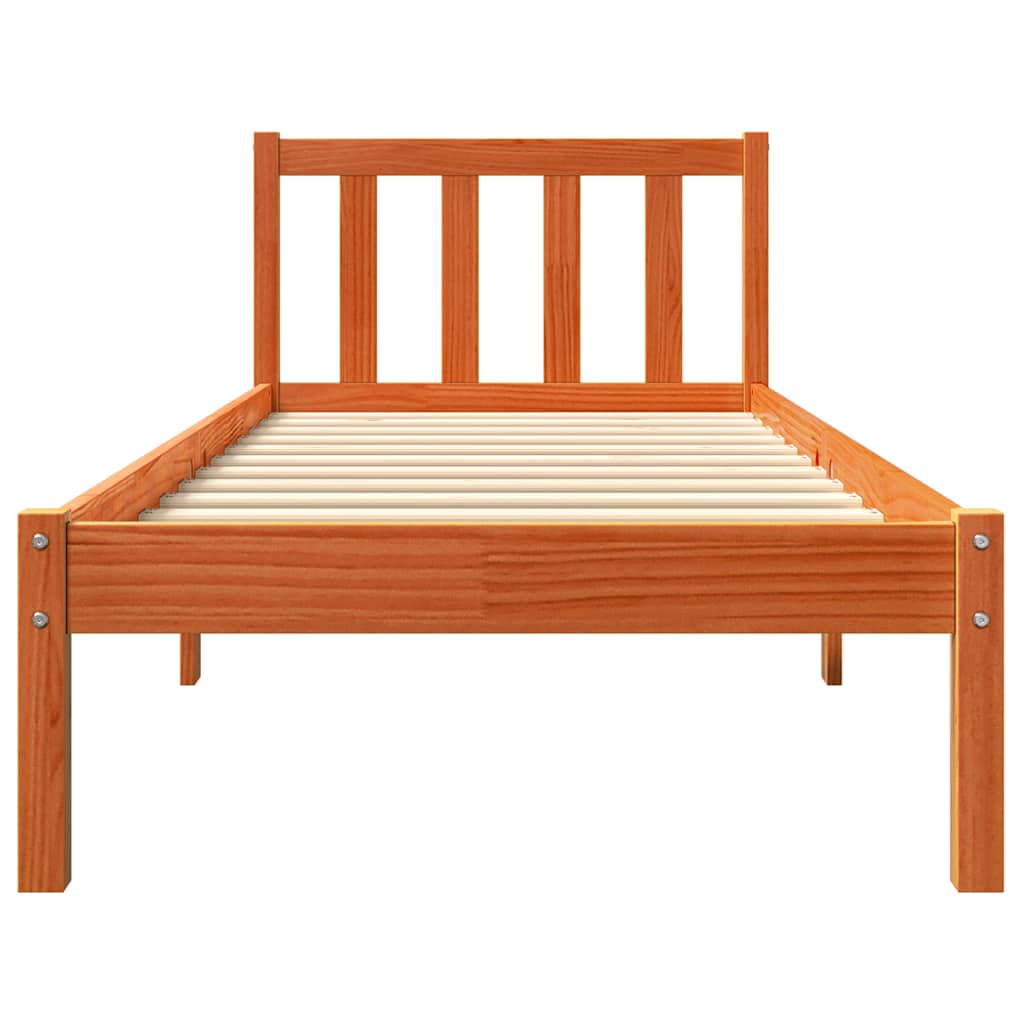 Cadre de lit sans matelas cire marron 100x200cm bois pin massif - XIOS