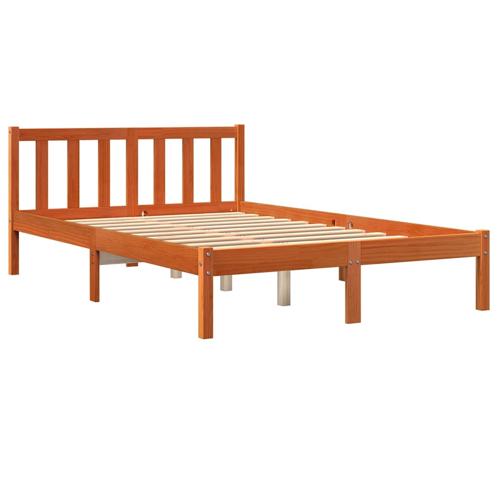 Cadre de lit sans matelas cire marron 120x200cm bois pin massif - XIOS