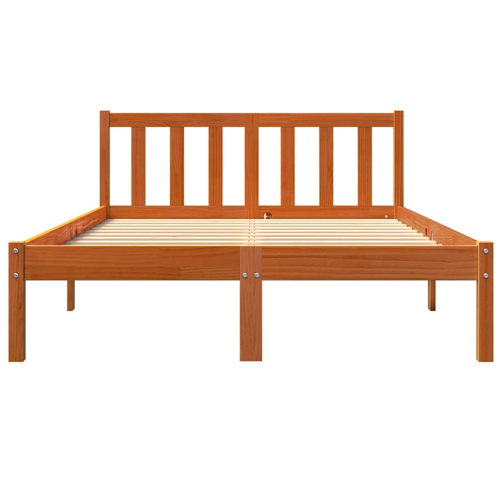 Cadre de lit sans matelas cire marron 120x200cm bois pin massif - XIOS