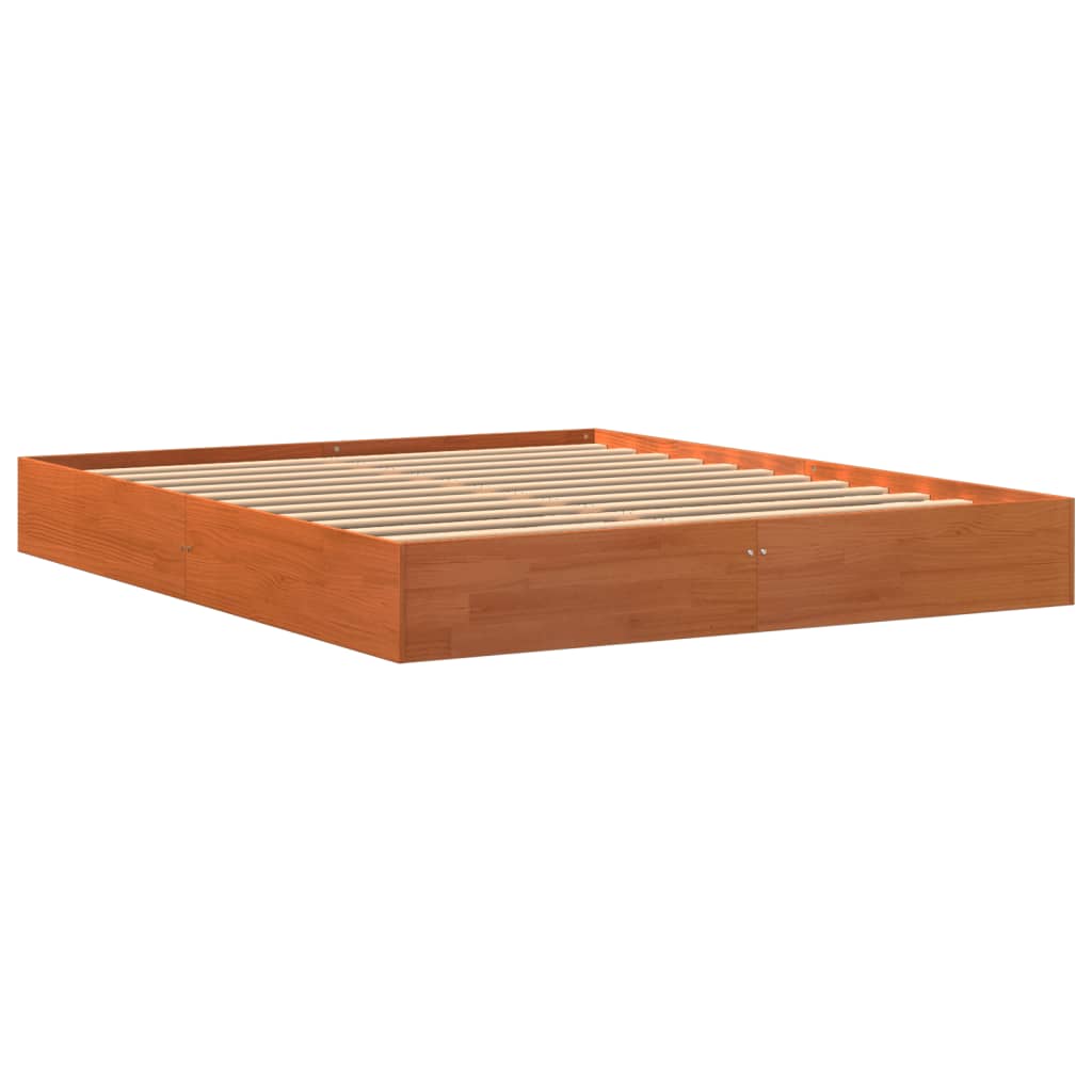 Cadre de lit sans matelas cire marron 160x200cm bois pin massif - XIOS
