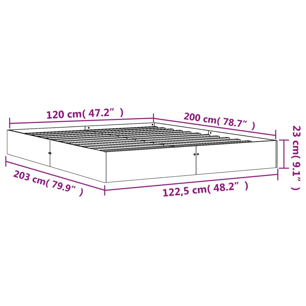 Cadre de lit sans matelas cire marron 120x200cm bois pin massif - XIOS