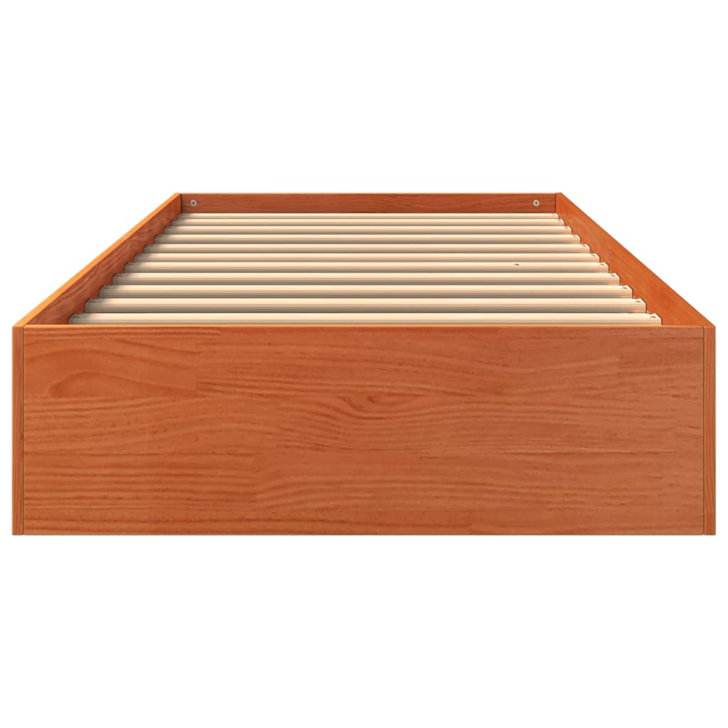 Cadre de lit sans matelas cire marron 75x190 cm bois pin massif - XIOS