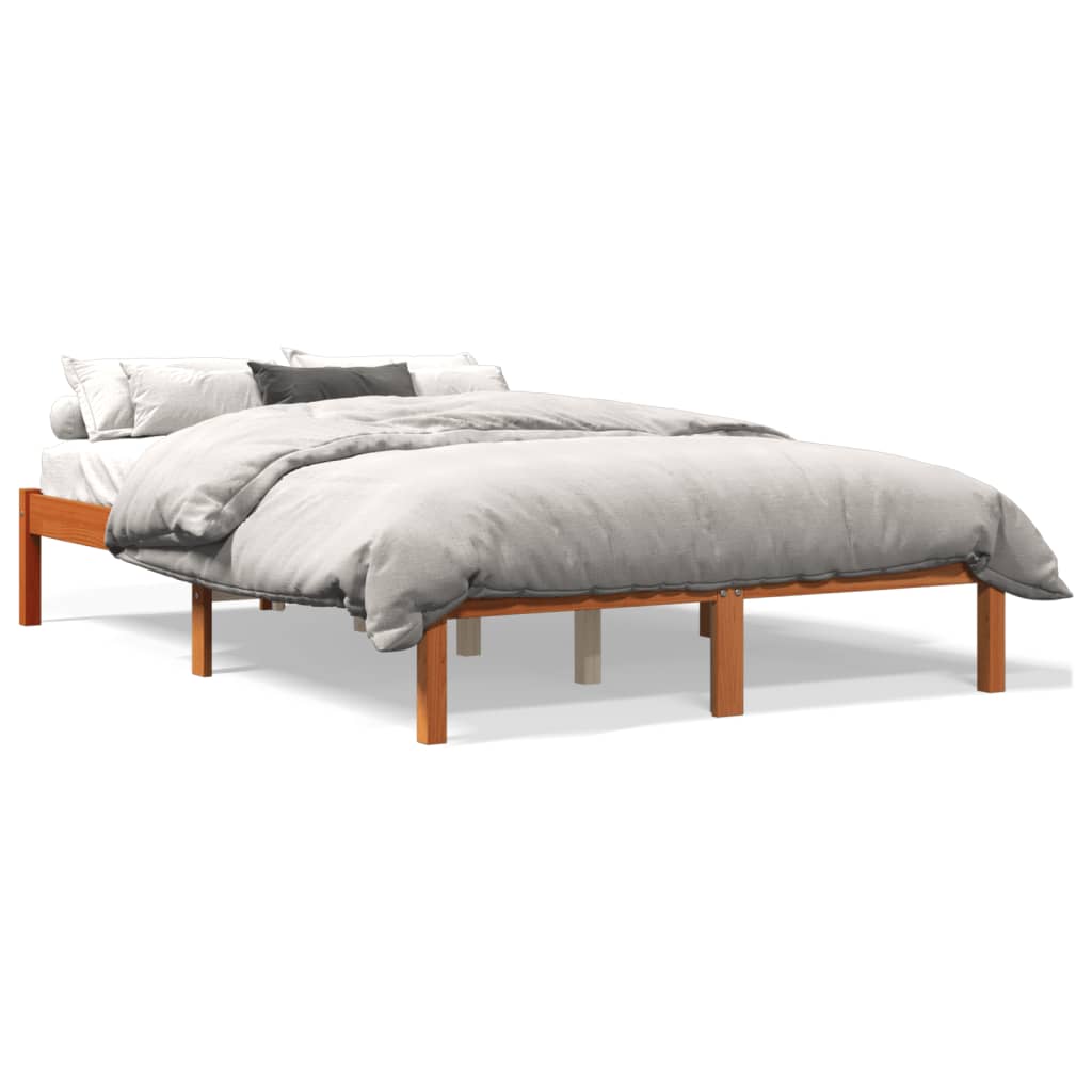 Cadre de lit sans matelas cire marron 140x190cm bois pin massif - XIOS