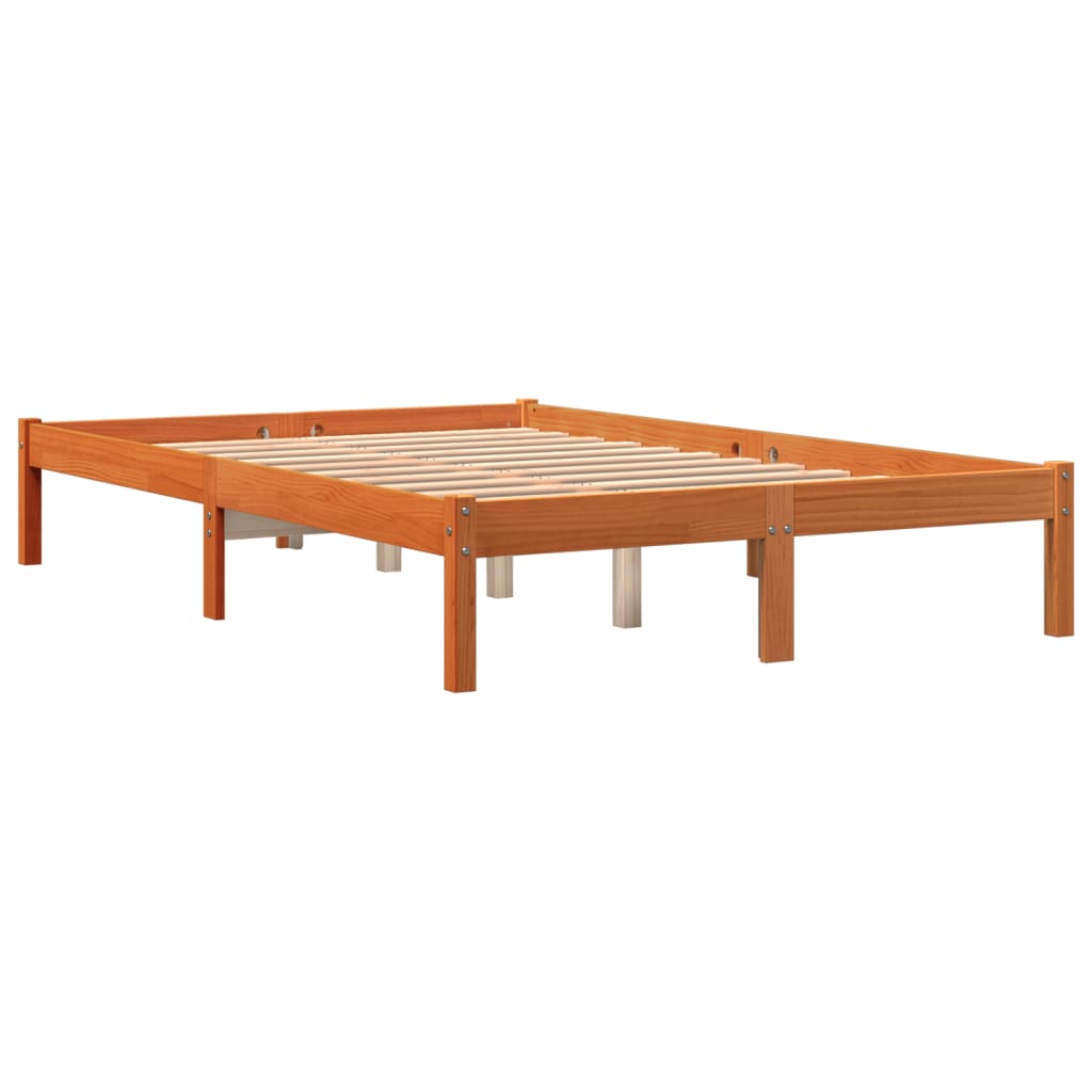 Cadre de lit sans matelas cire marron 140x190cm bois pin massif - XIOS
