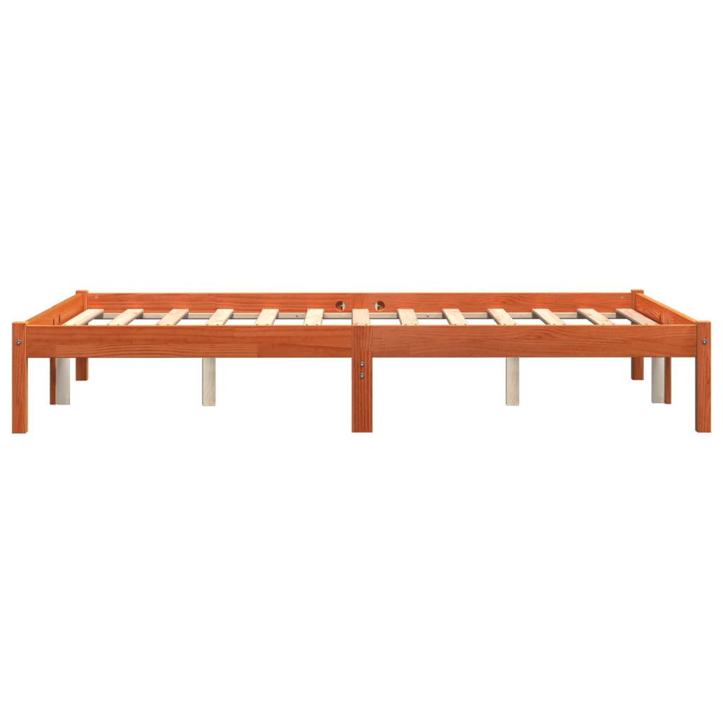 Cadre de lit sans matelas cire marron 140x190cm bois pin massif - XIOS