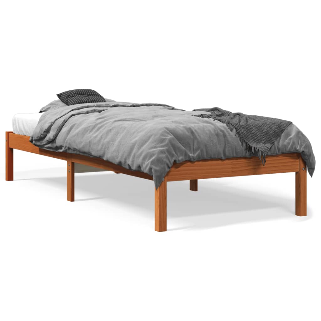 Cadre de lit sans matelas cire marron 100x200cm bois pin massif - XIOS