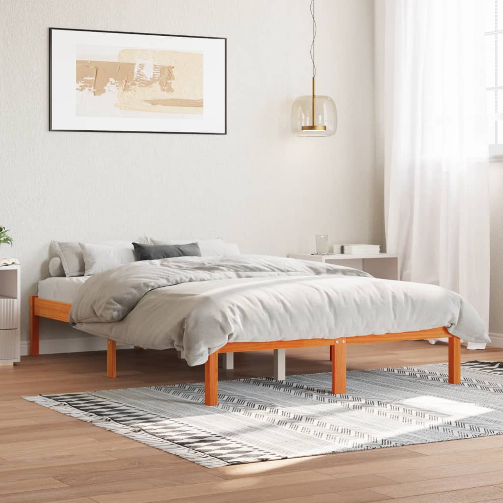 Cadre de lit sans matelas cire marron 120x200cm bois pin massif - XIOS