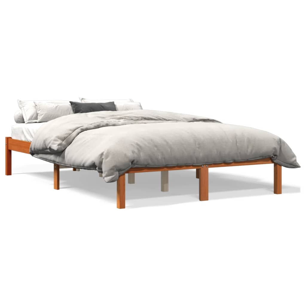 Cadre de lit sans matelas cire marron 140x200cm bois pin massif - XIOS