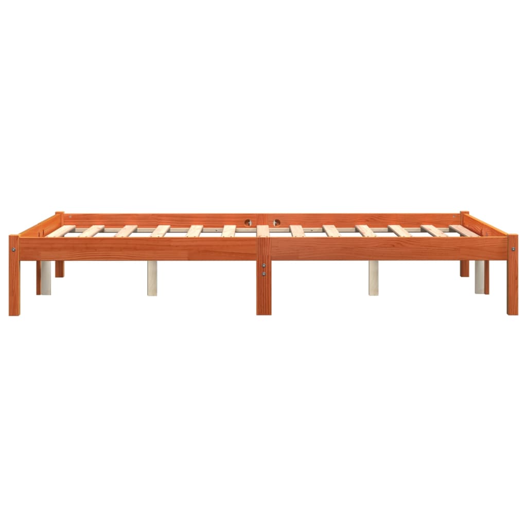 Cadre de lit sans matelas cire marron 140x200cm bois pin massif - XIOS