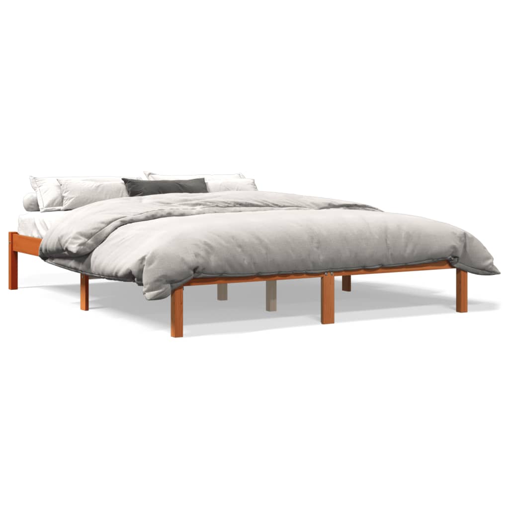 Cadre de lit sans matelas cire marron 150x200cm bois pin massif - XIOS
